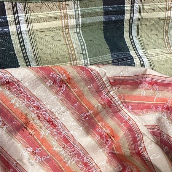 2 Dressbarn Blouses L Vintage-Inspired Button Downs, Plaid & Embroidered Stripe - Picture 11 of 15